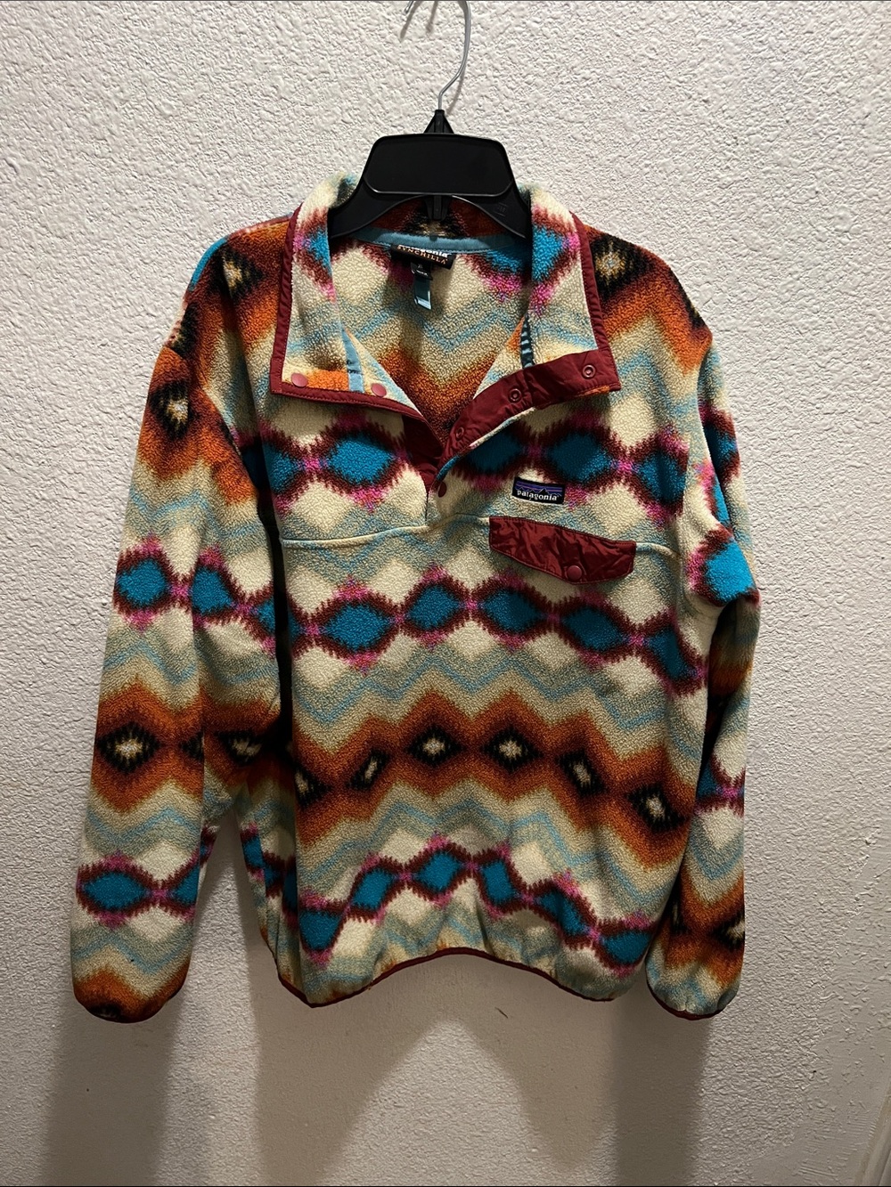 Patagonia Women's Synchilla Fleece Pullover - Turquoise, Rust, Cream, Maroon